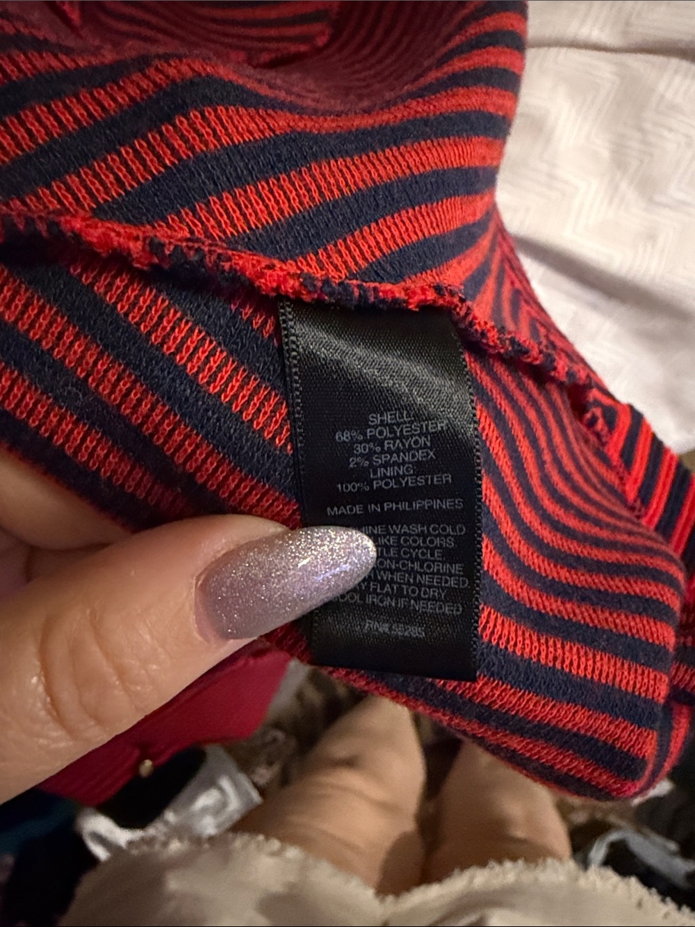 Express Red and Navy Striped Fit & Flare Mini Dress - XS - Picture 5 of 5